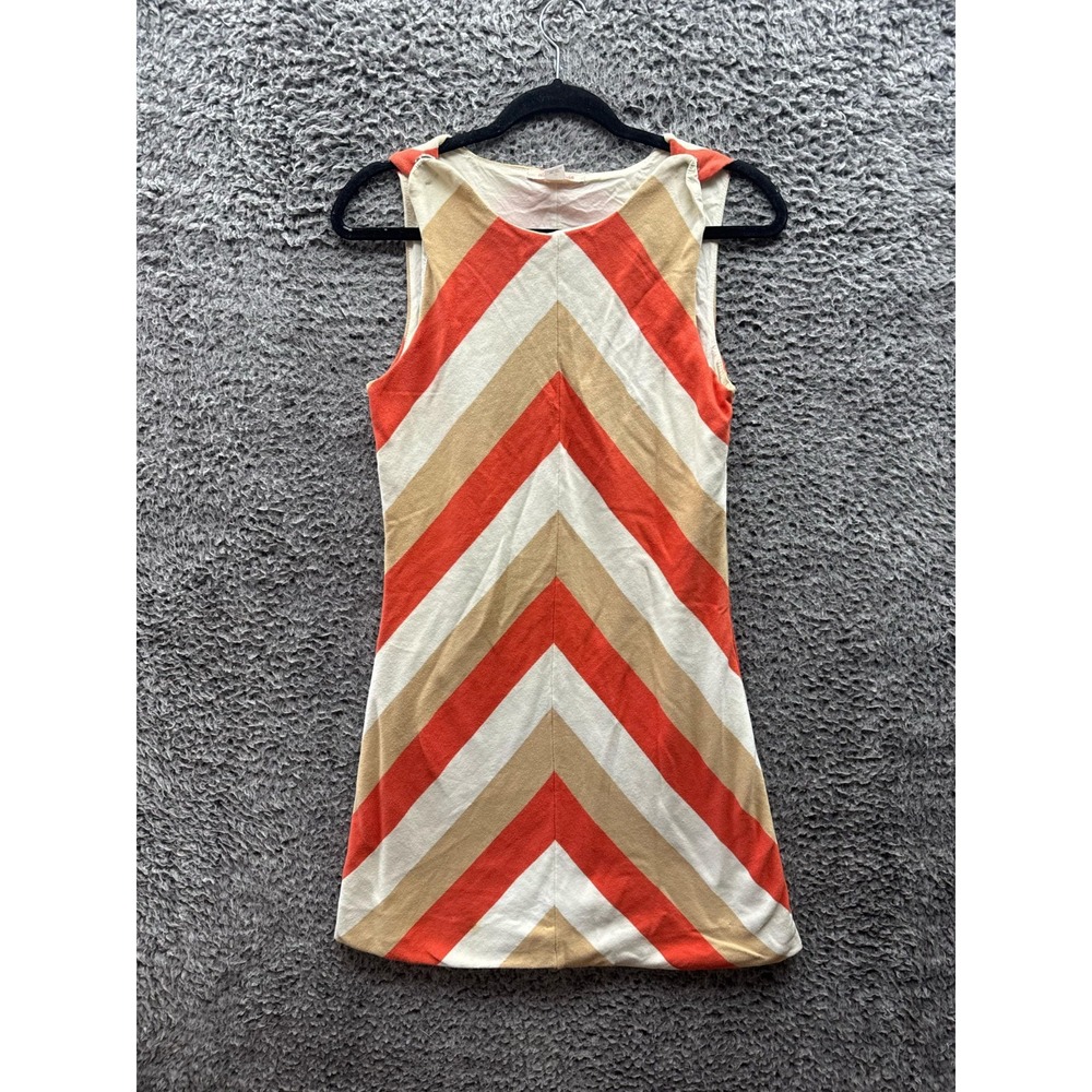 Alice & Olivia Cotton Sleeveless Mini Dress Orange & White Stripes Womens Size M